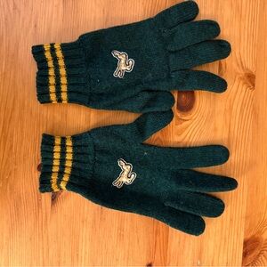 Green and Yellow Knit Gloves